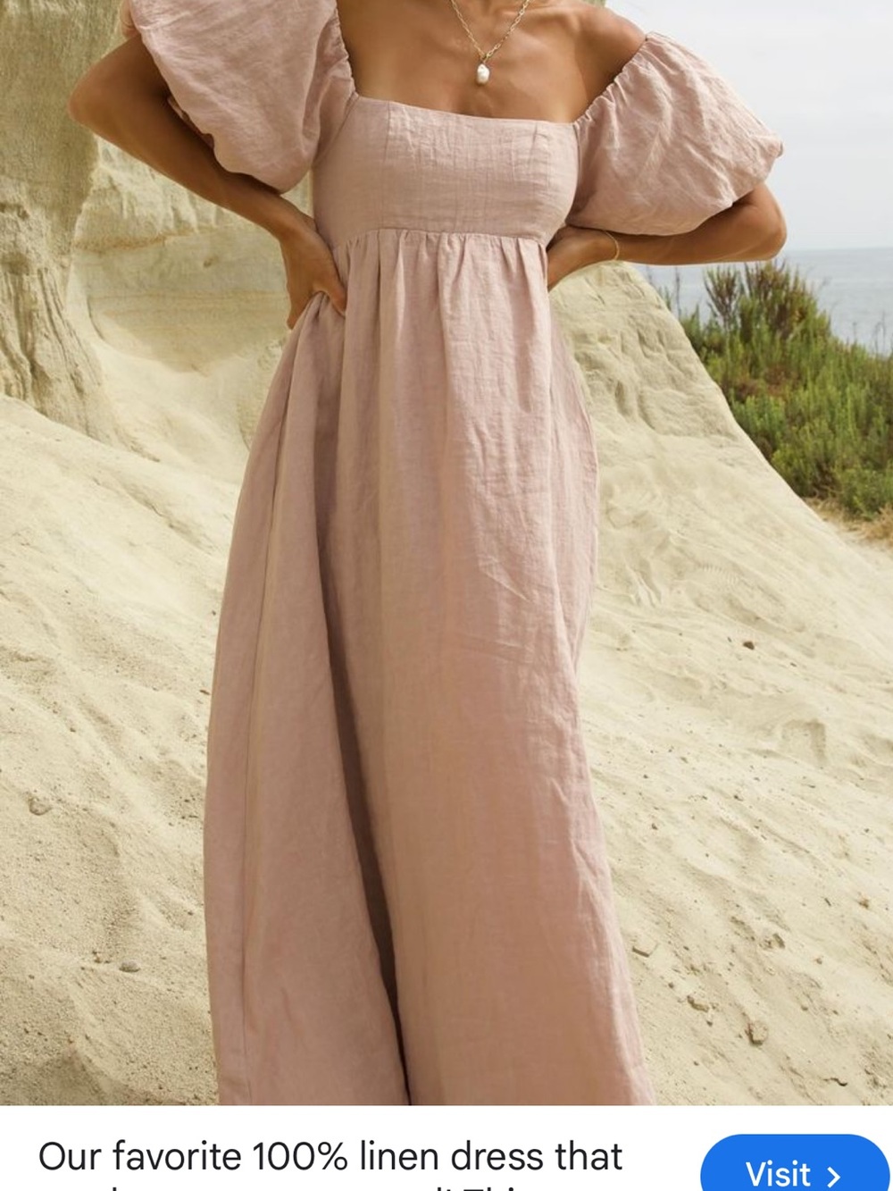 Woven Collection Dusty Rose Linen-Feel Maxi Dress